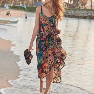 NWT Johnny Was Logan Black Floral sleeveless maxi dress